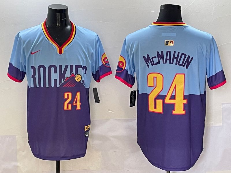 Men Colorado Rockies 24 Mcmahon Purple blue Joint Name 2025 Nike MLB Jersey style 1